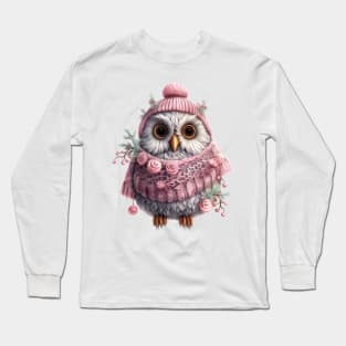 Pink Christmas Owl Long Sleeve T-Shirt